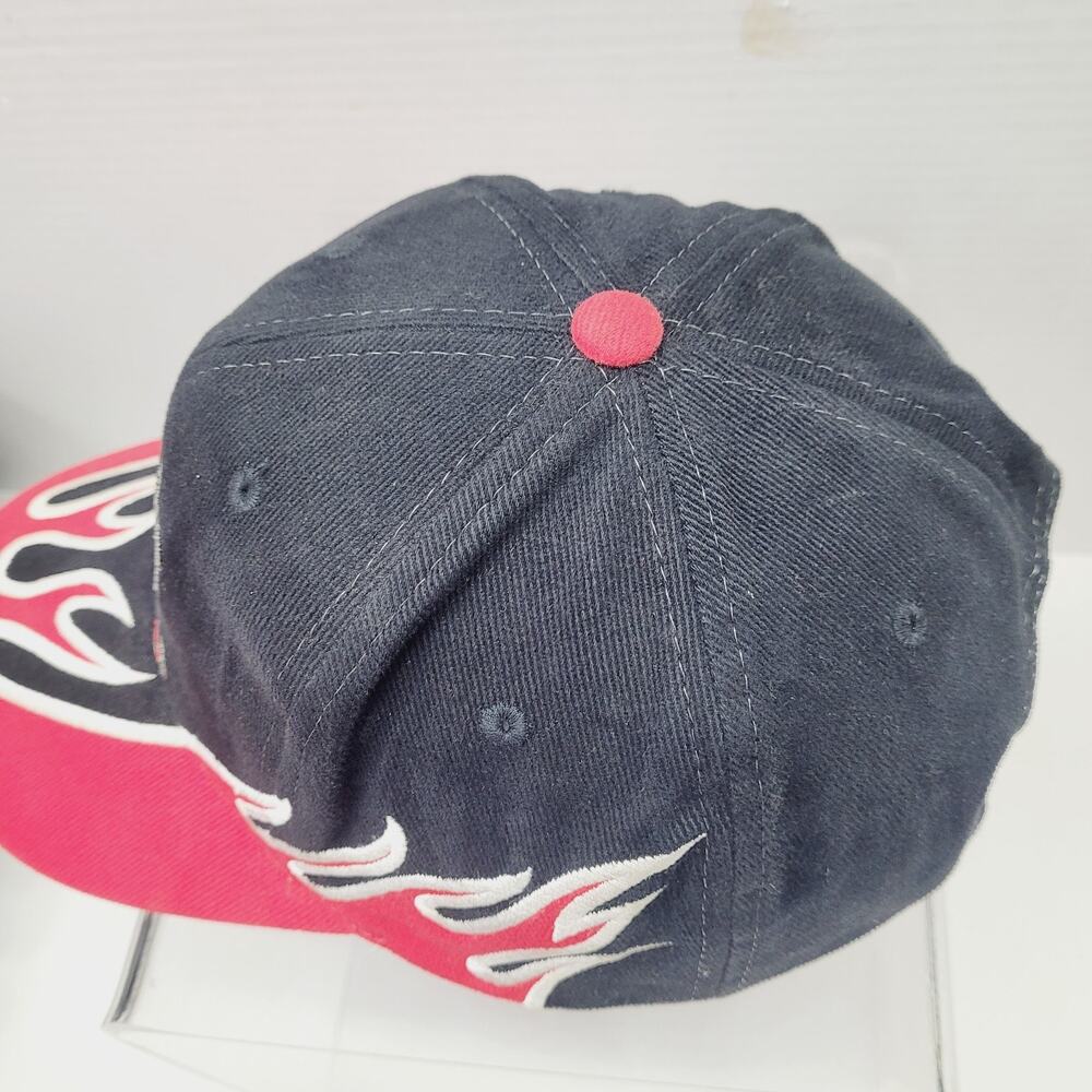 Vintage BETTY BOOP Hat Nissin Blockhead Flames Snapback Hat Black Red White - Picture 5 of 7